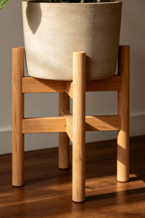 Reinforced Double-Tier Wide Solid Wood Adjustable Plant Stand