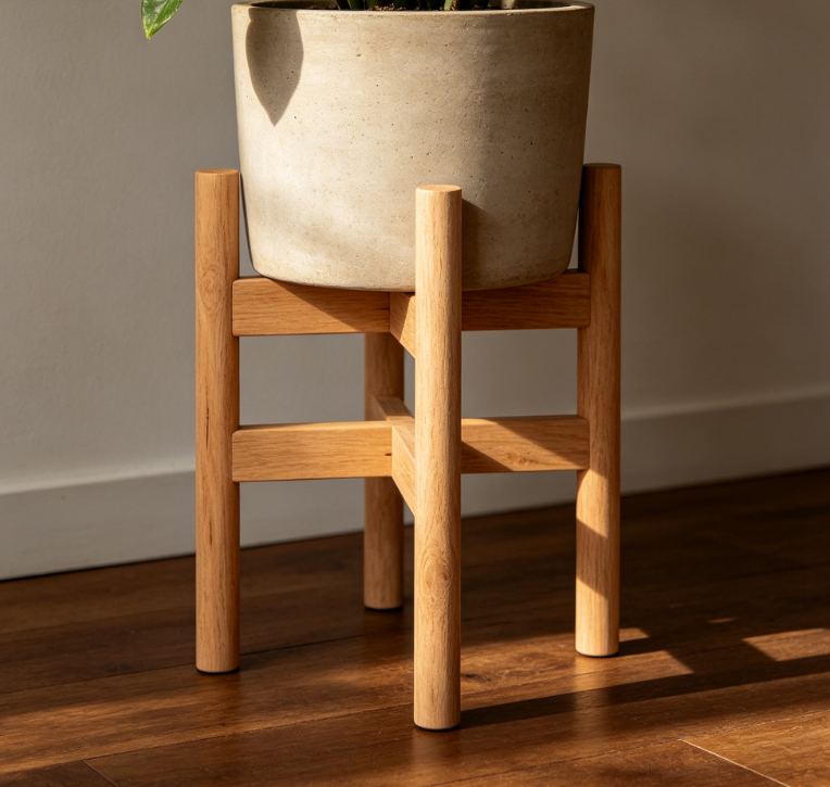 Reinforced Double-Tier Wide Solid Wood Adjustable Plant Stand